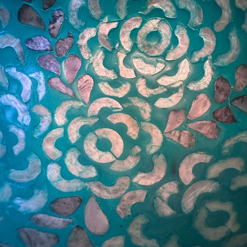 Coconut Shell Trinket Bowl‎ 5.5in Teal Excellent Mother of Pearl